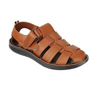 Xposed Mens Leather Cross Strap Sandals Jesus Style Summer Holiday Beach Walking Mules[SANDAL-2201,43,Brown]
