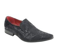 Xposed Mens Leather Lined Metallic Snakeskin Print Party Wedding Loafers Shoes UK Sizes[A1966H-1,Black,UK 11.5 EU 46]