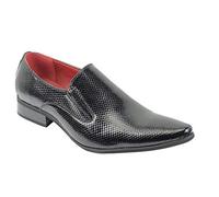 Xposed Mens Leather Lined Smart Slip on Loafers Shoes Snake Skin Print Shiny Patent[A1966H-2,Black,UK 11 EU 45]