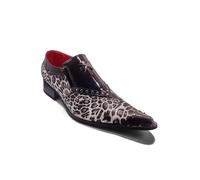 XPOSED Men's Leopard Print Loafers with Metal Toe Cap in Black | Size: 8 XPOSED Black 8