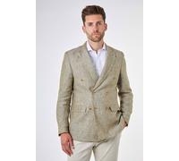 XPOSED Men's Lewis Linen Double Breasted Suit Jacket in Light Khaki | Size: 46 XPOSED Light Khaki 46