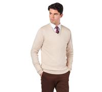 XPOSED Men's Lightweight Cotton V-Neck Sweater for Work & Casual Wear in Beige | Size: Small XPOSED Beige S