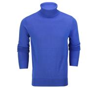 XPOSED Men's Lightweight Roll Neck Jumper - Slim Fit Cotton Sweater in Blue | Size: 3XL XPOSED Blue 3XL