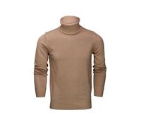 XPOSED Men's Lightweight Roll Neck Jumper - Slim Fit Cotton Sweater in Camel | Size: Large XPOSED Camel L