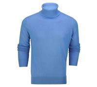 XPOSED Men's Lightweight Roll Neck Jumper - Slim Fit Cotton Sweater in Light Blue | Size: Large XPOSED Light Blue L