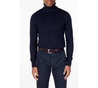 XPOSED Men's Lightweight Roll Neck Jumper - Slim Fit Cotton Sweater in Navy | Size: Medium XPOSED Navy M