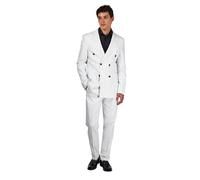 XPOSED Men's LLYOD Pinstripe Double Breasted Linen Suit in White | Size: 44R XPOSED White 44R