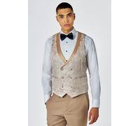 XPOSED Men's Louis Champagne Damask Print Tuxedo Waistcoat in Cream | Size: 36R XPOSED Cream 36R