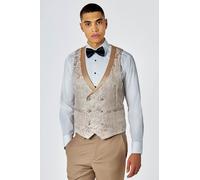 XPOSED Men's Louis Champagne Damask Print Tuxedo Waistcoat in Cream | Size: 42R XPOSED Cream 42R