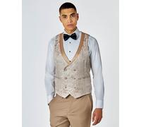 XPOSED Men's Louis Champagne Damask Print Tuxedo Waistcoat in Cream | Size: 46R XPOSED Cream 46R