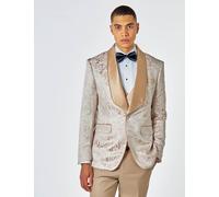 XPOSED Men's Louis Champagne Tuxedo Jacket with Jacquard Print Formal Events in Cream | Size: 38 XPOSED Cream 38