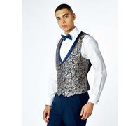 XPOSED Men's Louis Damask Print Tuxedo Dinner Waistcoat in Navy | Size: 42 XPOSED Navy 42