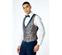 XPOSED Men's Louis Damask Print Tuxedo Dinner Waistcoat in Navy | Size: 42R XPOSED Navy 42R