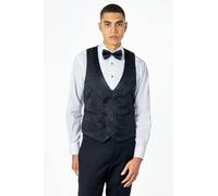 XPOSED Men's Louis Damask Print Tuxedo Waistcoat Stylish Formal Wear in Black | Size: 42R XPOSED Black 42R