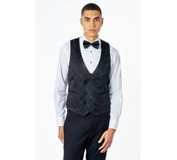 XPOSED Men's Louis Damask Print Tuxedo Waistcoat Stylish Formal Wear in Black | Size: 44R XPOSED Black 44R