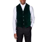 Xposed Mens MAK Green Soft Velvet Waistcoat Wedding Party Retro Tailored Fit Suit Vest