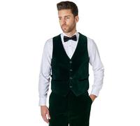 Xposed Mens MAK Green Soft Velvet Waistcoat Wedding Party Retro Tailored Fit Suit Vest [AMZCH-PWC-101-7-GREEN-48]