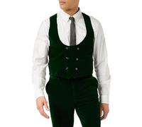 Xposed Mens MAK Green Soft Velvet Waistcoat Wedding Party Retro Tailored Fit Suit Vest [AMZCH-UWC-MAK-GREEN-42]
