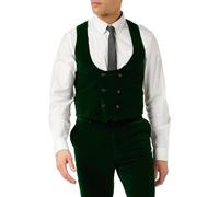 XPOSED Men's Mak Luxurious Emerald Velvet Low U Cut Waistcoat Elegant Occasions in Green | Size: 42 XPOSED Green 42