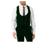 XPOSED Men's Mak Luxurious Emerald Velvet Low U Cut Waistcoat Elegant Occasions in Green | Size: 52R XPOSED Green 52R