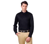 XPOSED Men's Mercerised Cotton Long Sleeve Polo Shirt Smart Casual Wear in Black | Size: Medium XPOSED Black M