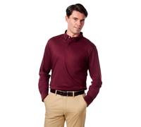 XPOSED Men's Mercerised Cotton Long Sleeve Polo Shirt Smart Casual Wear in Maroon | Size: Small XPOSED Maroon S