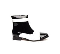 Xposed Mens Patent Shiny Black White Ankle Boots Zip 1920 Jazz Retro
