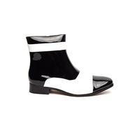 Xposed Mens Patent Shiny Black White Ankle Boots Zip 1920 Jazz Retro [JACKSON-BLACK-WHITE-42]