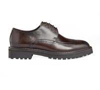 Xposed Men's Polished Leather Semi Brogue Derby Shoes Retro Chunky Commando Rubber Sole Handmade [MA202-Y09-BROWN-44EU, 9.5UK]