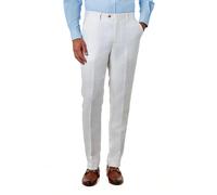 XPOSED Men's RAY Herringbone Linen Suit Trousers - Tailored Fit in Off-White | Size: 32 XPOSED Off-White 32