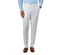 XPOSED Men's RAY Herringbone Linen Suit Trousers - Tailored Fit in Off-White | Size: 34 XPOSED Off-White 34