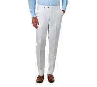 XPOSED Men's RAY Herringbone Linen Suit Trousers - Tailored Fit in Off-White | Size: 36 XPOSED Off-White 36