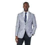 XPOSED Men's Ray Tailored Fit Herringbone Linen Suit Jacket Elegant Summer Events in Grey | Size: 44 XPOSED Grey 44
