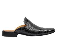 Xposed Mens Real Leather Backless Loafer Printed Half Shoes [M139M6-BLACK-46]