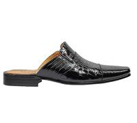 Xposed Mens Real Leather Backless Printed Slipon Half Loafers [M139-692-BLACK-45]