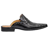 Xposed Mens Real Leather Backless Printed Slipon Half Loafers [M139-695-BLACK-46]