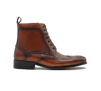Xposed Men's Real Leather Brogue Boots Tan Black Ankle Derby Lace up Formal Dress Shoes [W225-N3-BROWN-42EU]