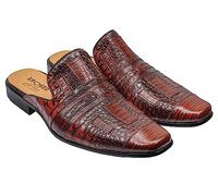 Xposed Mens Real Leather Crocodile Print Half Shoes Retro Slip on Backless Loafer Mules [ M139-690-CLARET-45 ]