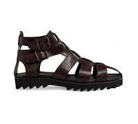 Xposed Mens Real Leather Fisherman Sandal Handmade High Top Gladiator Cross Straps Buckled Shoes [ 9906-A-BLACK-43EU, 9UK ]