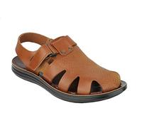 Xposed Mens Real Leather Strap Sandals Roman Gladiator Style Beach Holiday Walking Mules[SANDAL-2203,45,Brown]