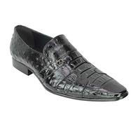 Xposed Mens Retro 2 Tone Polished Real Leather Black, Cream Blue Snakeskin Print Slip on Dress Party Shoes[3823-60,11 UK,Black]