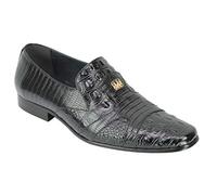 Xposed Mens Retro Designer Style Green Beige Crocodile Print Real Leather Slip on Loafers Dress Party Shoes[AV988-156,11 UK,Black]