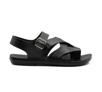 Xposed Mens Retro Faux Leather Gladiator Sandals Crossover Straps Comfortable Summer Sliders [SANDAL-5602-BLACK-44]