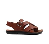 Xposed Mens Retro Faux Leather Gladiator Sandals Crossover Straps Comfortable Summer Sliders [SANDAL-5602-BROWN-41]
