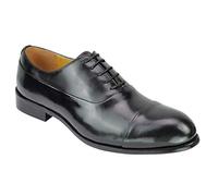 Xposed Mens Retro Genuine Leather Oxford Shoes in Brown Black Smart Formal Dress Cap Toe Lace ups [G011-A38-BLACK-44]