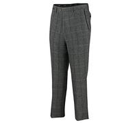 Xposed Mens Retro Tweed Checks Trousers 1920s Herringbone Tailored Fit Tailored Fit Pants Oak Brown, Grey [TRS-ELTON-E1-BLACK-34]