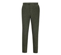 Xposed Mens Retro Vintage Herringbone Tweed Trousers Classic Slim Fit Suit Pants[TRS-EDWARD-OLIVE-GREY-32] Green