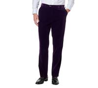 XPOSED Men's Ricky Soft Velvet Trousers Formal Occasions in Purple | Size: 34 XPOSED Purple 34