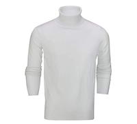 Xposed Mens Roll Neck Jumper Soft Cotton Fine Knitted High Turtle Polo Pullover Top[JUMPER-G1808,3XL,White]