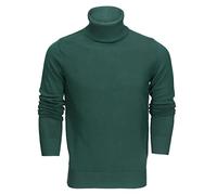 Xposed Mens Roll Neck Jumper Soft Cotton Fine Knitted High Turtle Polo Pullover Top[JUMPER-G1808,L,Green]